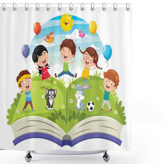 Personality  Vector Illustration Of Children Shower Curtains