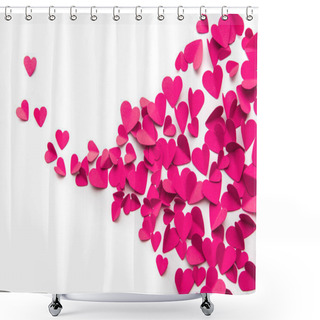 Personality  Top View Of Pink Paper Hearts Isolated On White  Shower Curtains
