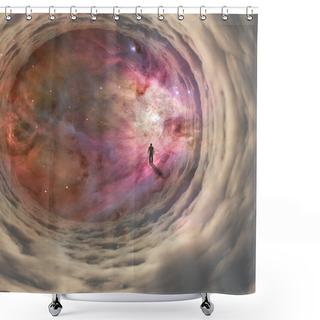 Personality  Man Walking In Cloudy Space Tunnel Shower Curtains