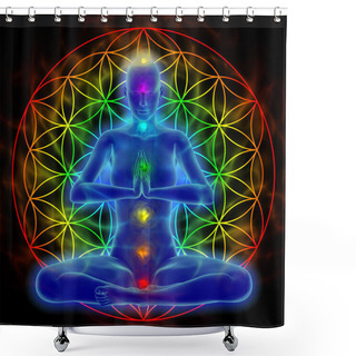 Personality  Yoga And Meditation - Flower Of Life Shower Curtains