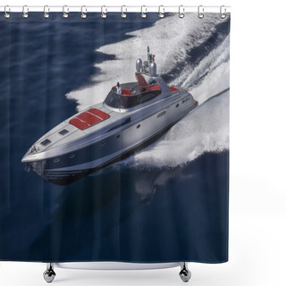 Personality  Luxury Yacht, Aerial View Shower Curtains