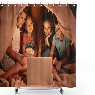 Personality  Multicultural Kids Watching Film Shower Curtains