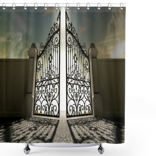 Personality  Heavens Open Ornate Gates Shower Curtains