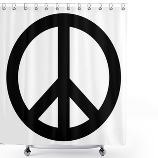 Personality  World Peace Sign Symbol Icon . Black Color . It Is Flat Style Shower Curtains