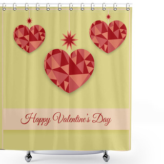 Personality  Vector Greeting Card With Hearts For Valentine's Day. Shower Curtains