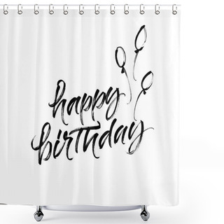 Personality  Happy Birthday Inscription With Air Balloons Shower Curtains