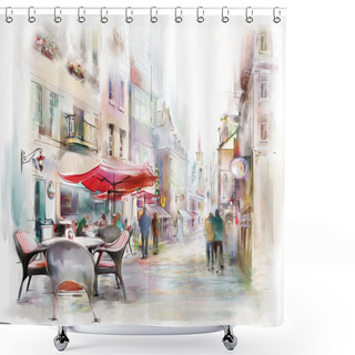 Personality  Illustrated Street Shower Curtains