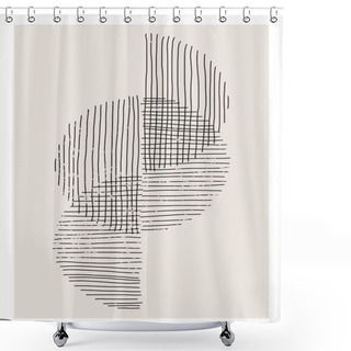 Personality  Trendy Abstract Creative Minimalist Artistic Hand Drawn Composition Shower Curtains