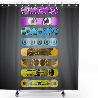 Personality  Vector Snowboard Design Vector  Illustration  Shower Curtains