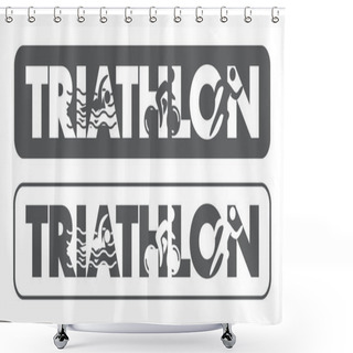 Personality  Triathlon Logo And Icon. Swimming, Cycling, Running Symbols Shower Curtains