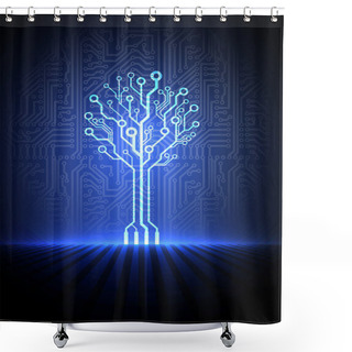 Personality  Vector Circuit Board Background With Electronic Tree. Eps10 Shower Curtains