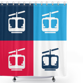 Personality  Aerial Lift Blue And Red Four Color Minimal Icon Set Shower Curtains