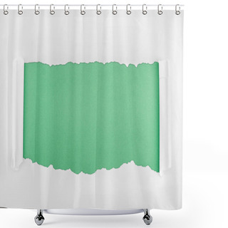 Personality  Ripped Textured White Paper With Curl Edges On Light Green Background  Shower Curtains