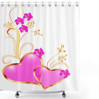 Personality  Card With Decorative Hearts Shower Curtains
