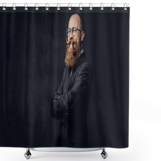 Personality  Redhead Bearded Male In A Suit. Shower Curtains