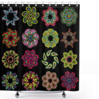 Personality  Vector Set Of Colorful Round Pattern Shower Curtains