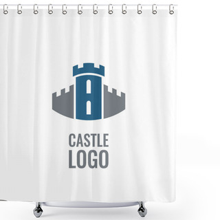 Personality  Castle, Fortress Vector Logo. Tower Architecture Icon. Shower Curtains