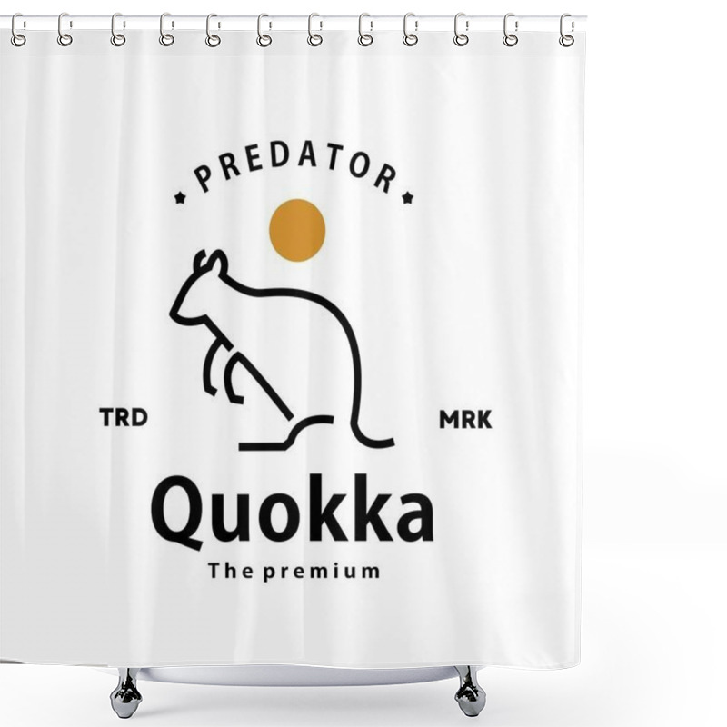 Personality  Vintage Retro Hipster Quokka Logo Vector Outline Monoline Art Icon Shower Curtains