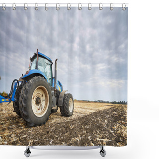 Personality  Tractor Working In Field Shower Curtains