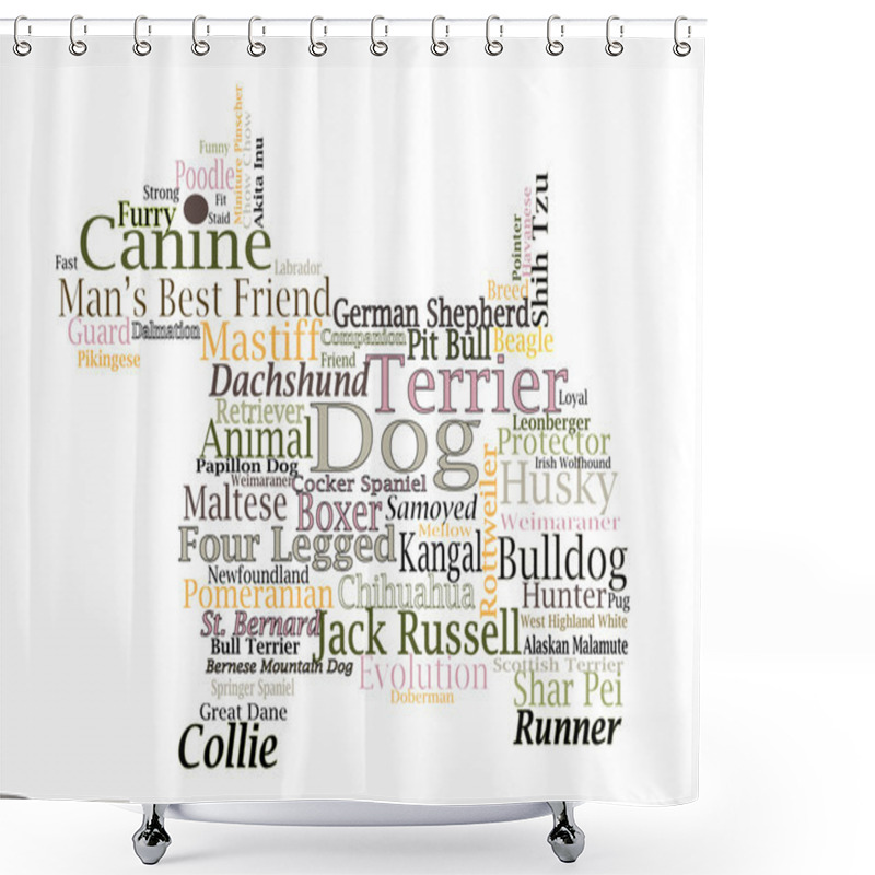 Personality  Dog Breed Canine Word Cloud Typography Illustration Concepts Ideas Shower Curtains