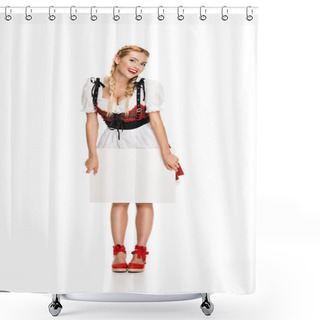 Personality  Girl With Blank Card  Shower Curtains