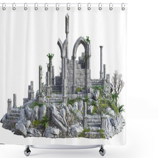 Personality  3D Rendered Ancient Castle Ruins On White Background - 3D Illustration Shower Curtains