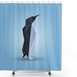Personality  Vector Illustration Of Origami Penguin. Shower Curtains