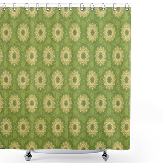 Personality  Set Of Beige Mandalas On Light Green Shower Curtains