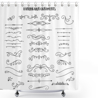 Personality  Handmade Collection Set Of Underline Strokes In Marker Brush Doodle Style Various Shapes Shower Curtains