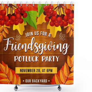 Personality  Potluck Party, Friendsgiving Day, Vector Shower Curtains