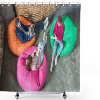 Personality  People In Bean Bag Chairs Shower Curtains