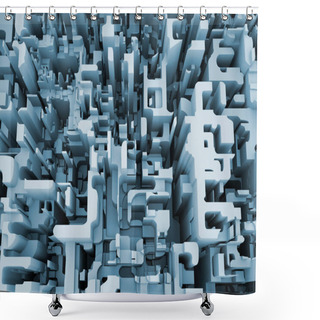Personality  3D Rendering Of Fragmented Numbers On The Subject Of Math, Science And Digital Reality. Shower Curtains