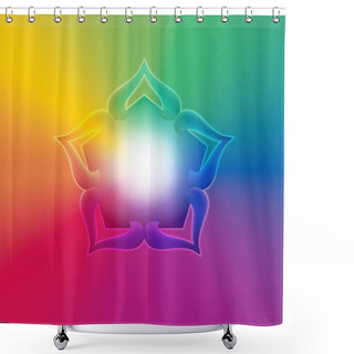 Personality  Flower Like Shaped Ornament In A Rainbow Gradient With Bright Light Coming Form Within Shower Curtains