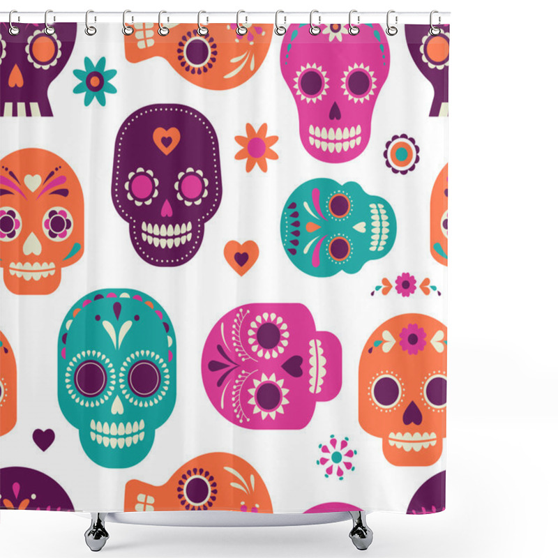 Personality  skull pattern, Mexican day of the dead shower curtains