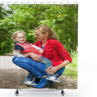 Personality  Mother And Son Shower Curtains