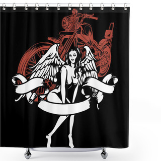 Personality  Woman And A Motorcycle Shower Curtains