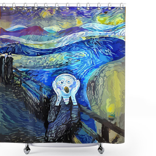 Personality  An Artistically Designed And Fun Digital Painting Of A Man Screaming In The Starry Night Shower Curtains