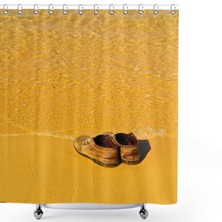 Personality  Shoes On The Sand Shower Curtains