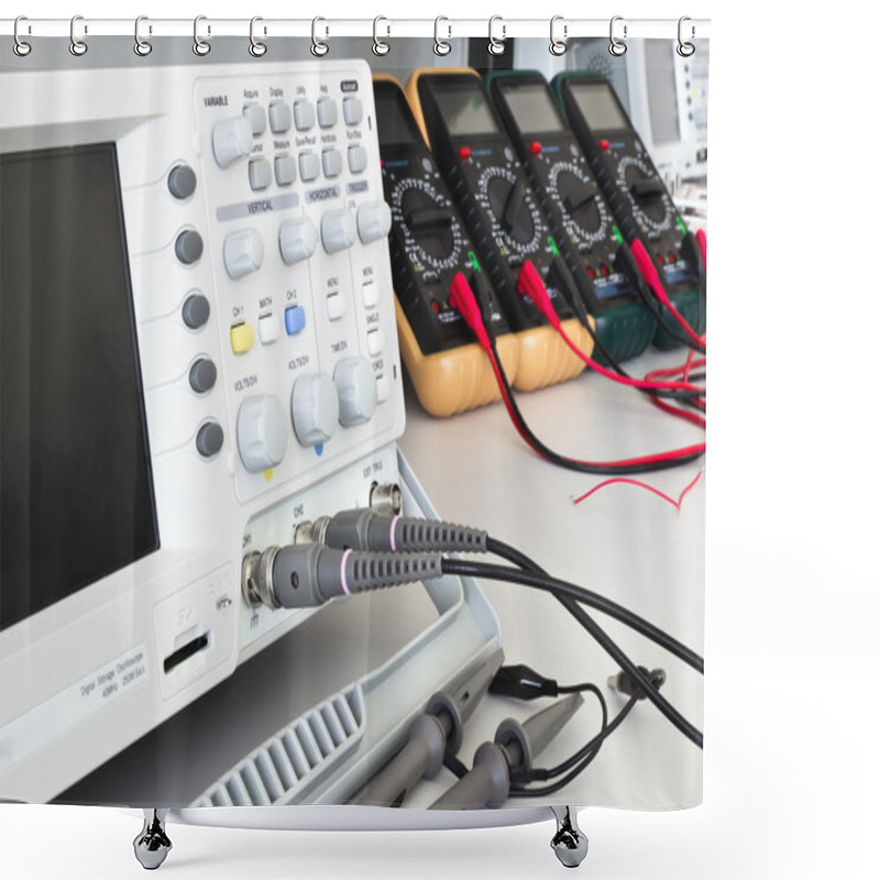 Personality  Digital Oscilloscope And Measuring Devices With Cables Shower Curtains