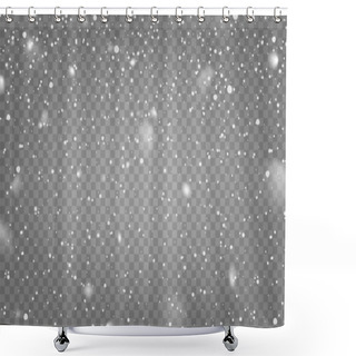 Personality  Realistic Falling Snow With Snowflakes And Clouds. Winter Transparent Background For Christmas Or New Year Card. Frost Storm Effect, Snowfall, Ice. Vector Illustration. Shower Curtains