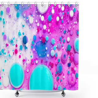 Personality  Fluid Art Texture. Background With Abstract Iridescent Paint Effect. Liquid Acrylic Artwork That Flowing Bubbles. Mixed Paints For Website Background. Pink, Aquamarine And White Overflowing Colors. Shower Curtains