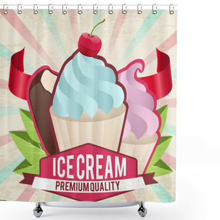 Personality  Vintage Ice Cream Card Shower Curtains