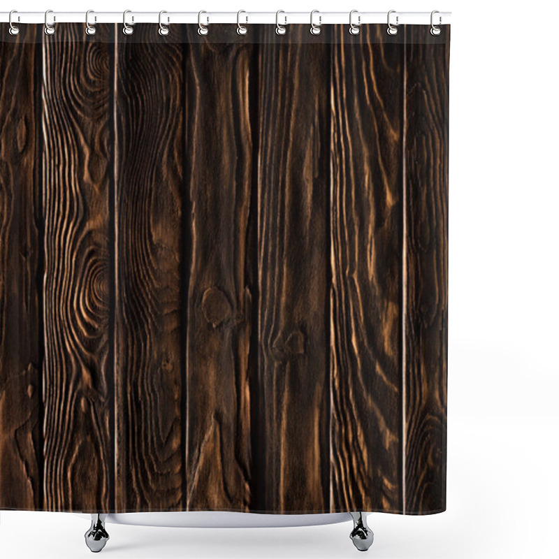 Personality  Wooden Fence Planks Background Painted In Bronze Color Shower Curtains