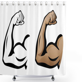 Personality  Muscular Arm Flexing Bicep Illustration Shower Curtains