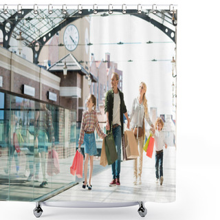Personality  Family Walking In Shopping Mall Shower Curtains