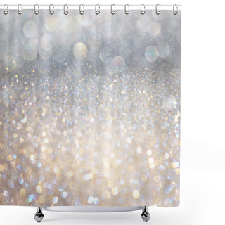 Personality  White And Silver Abstract Bokeh Lights. Defocused Background Shower Curtains