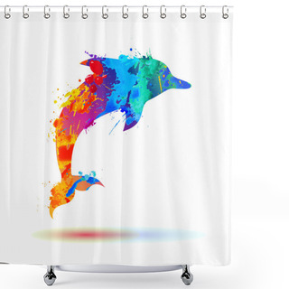 Personality  Dolphin Of Splash Paint Shower Curtains
