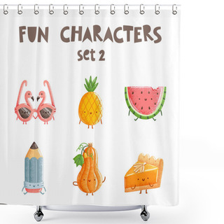 Personality  Fun Characters Set 2 Shower Curtains