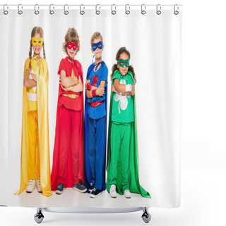 Personality  Kids In Superhero Costumes Shower Curtains
