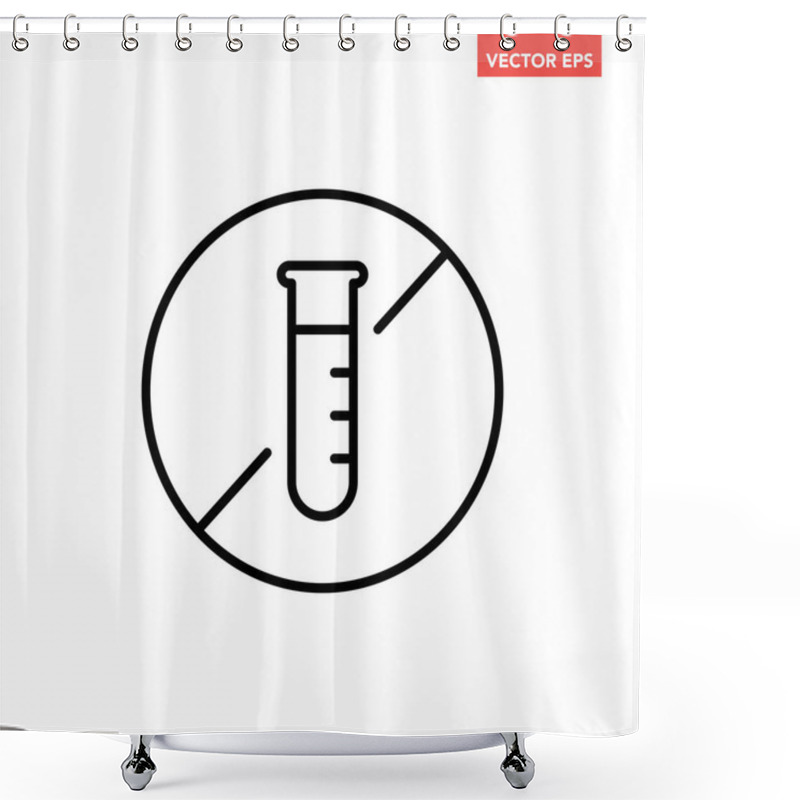 Personality  Black Single Round No Artificial Flavour Line Icon, Simple Ingredient No Contain Mark Flat Design Pictogram, Infographic Vector For App Logo Web Button Ui Ux Interface Isolated On White Background Shower Curtains